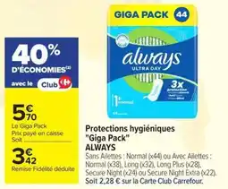 Carrefour Market always Protections hygiéniques offre