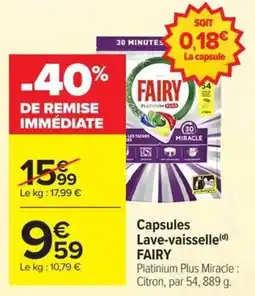 Carrefour Market FAIRY Capsules Lave-vaiselle offre