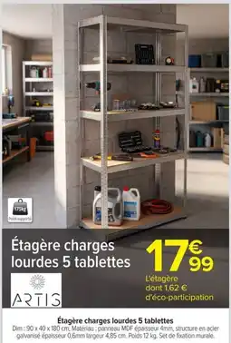 Carrefour Market ARTIS Étagère charges lourdes 5 tablettes offre