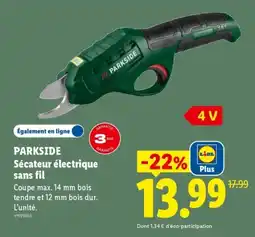 Lidl PARKSIDE Sécateur électrique sans fil offre