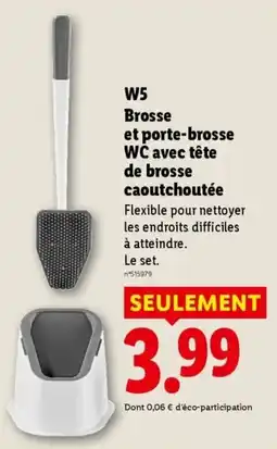 Lidl W5 Brosse et porte-brosse WC avec tête de brosse caoutchoutée offre