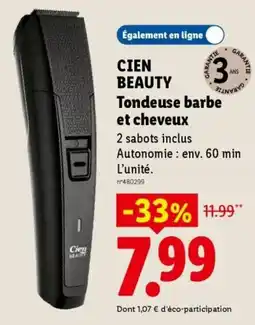 Lidl Cien Beauty Tondeuse barbe et cheveux offre