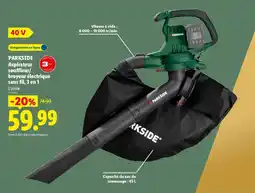 Lidl PARKSIDE Aspirateur/souffleur/broyeur électrique sans fil, 3 en 1 offre