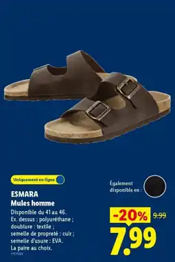 Lidl ESMARA Mules homme offre