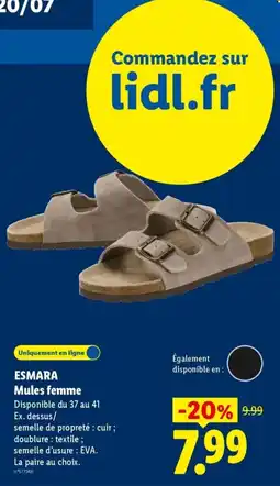 Lidl ESMARA Mules femme offre