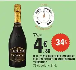 E.Leclerc Perlino d.o.c vin brut effervescent italien prosecco millesimato offre