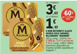 E.Leclerc Magnum mini bâtonnets glacés double gold caramel billionaire offre