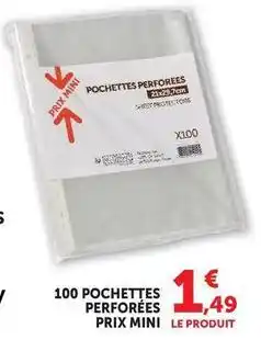 Super U Prix mini - 100 pochettes perforées offre