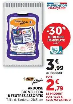 Super U Bic - ardoise velleda + 8 feutres assortis offre