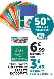 Super U Exacompta - 10 chemises à élastiques 3 rabats offre
