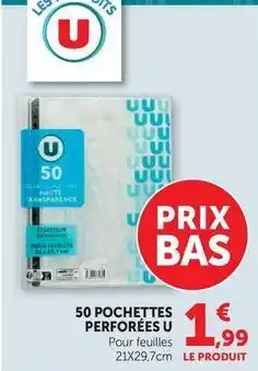 Super U U - 50 pochettes perforées offre