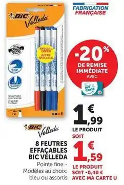 Super U Bic - 8 feutres effacables velleda offre