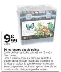 Carrefour Tous - 60 marqueurs double pointe offre
