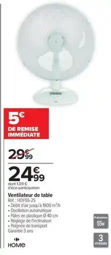 Carrefour Ventilateur de table offre