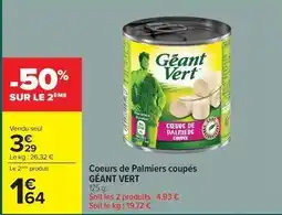 Carrefour Géant vert - coeurs de palmiers coupés offre