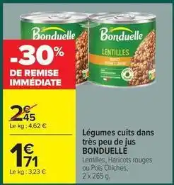 Carrefour Bonduelle - légumes cuits dans tres peu de jus offre