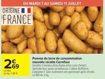 Carrefour Carrefour - pomme de terre de consommation nouvelle récolte offre