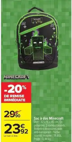 Carrefour Market Dim - sac a dos minecraft offre