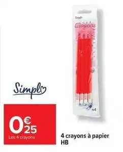 Carrefour Market Simply - 4 crayons à papier offre