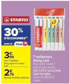 Carrefour Market Stabilo - 7 surligneurs swing cool offre