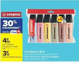 Carrefour Market Stabilo - 6 surligneurs boss offre