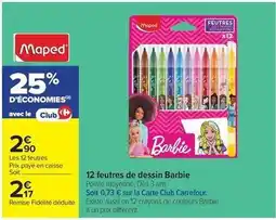 Carrefour Market Barbie - 12 feutres de dessin offre
