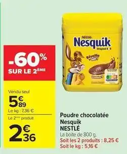 Carrefour Market Nestlé - poudre chocolatée nesquik offre