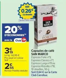 Carrefour Market San marco - capsules de café offre