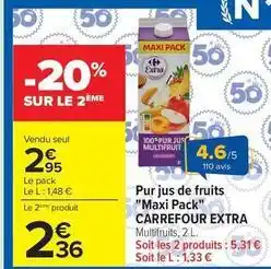 Carrefour Market Carrefour - pur jus de fruits maxi pack offre