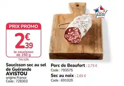 Promocash AVISTOU Saucisson sec au sel offre