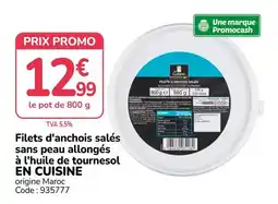 Promocash EN CUISINE Filets d'anchois salés sans peau allongés à l'huile de tournesol offre