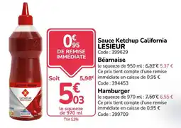 Promocash Lesieur Sauce Ketchup California offre