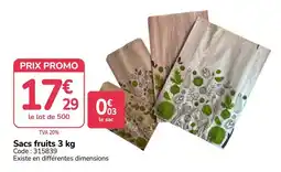 Promocash Sacs fruits 3 kg offre