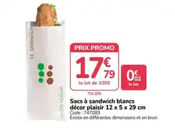 Promocash PAUSE PLAISIR Sacs à sandwich blancs offre