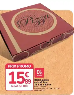 Promocash Boîtes à pizza en kraft brun offre