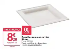 Promocash Assiettes en pulpe carrées offre