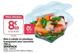 Promocash SEKIPACK Bols à salade en plastique transparent avec couvercle offre