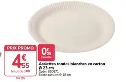 Promocash Assiettes rondes blanches en carton offre