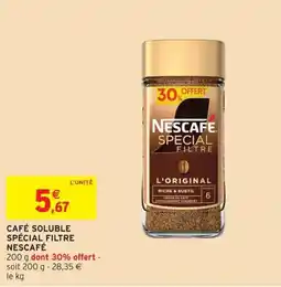 Intermarché NESCAFE CAFÉ SOLUBLE SPÉCIAL FILTRE offre