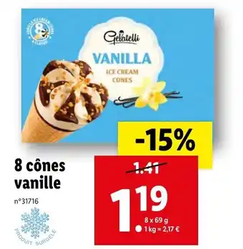 Lidl 8 cônes vanille offre