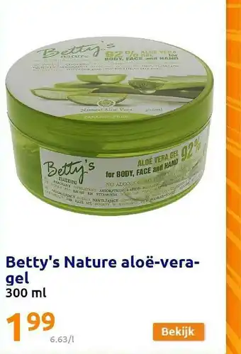 Action Betty's Nature Aloë-vera- Gel offre