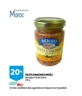 Auchan Filets D'anchois Micéli offre