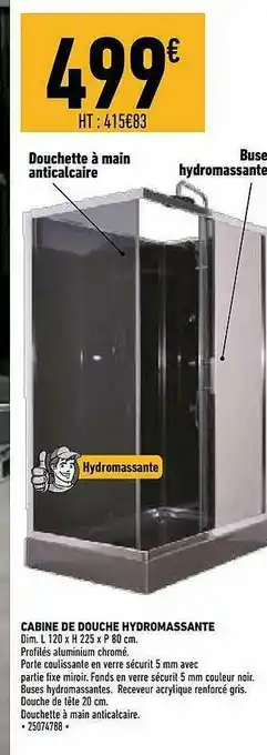 Brico Cash Cabine De Douche Hydromassante offre