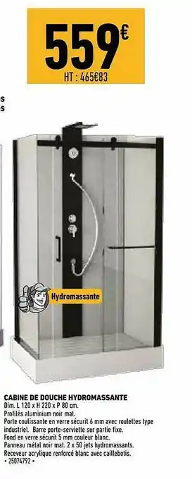 Brico Cash Cabine De Douche Hydromassante offre