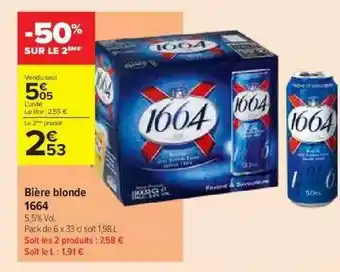 Carrefour Contact Bière Blonde 1664 offre