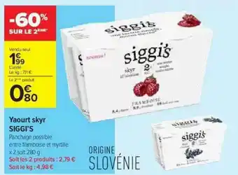 Carrefour Contact Yaourt Skyr Siggi's offre