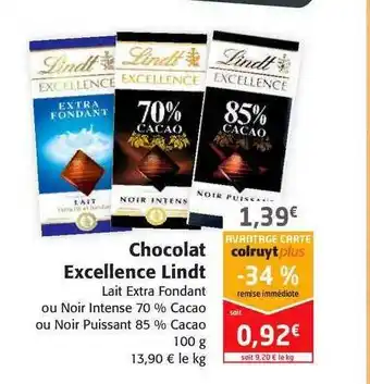 Colruyt Chocolat Excellence Lindt offre