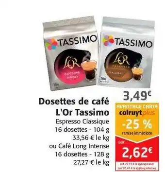 Dosettes De Café L'or Tassimo