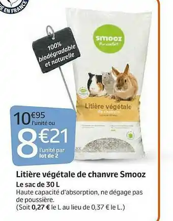 Jardiland Litière Végétale De Chanvre Smooz offre
