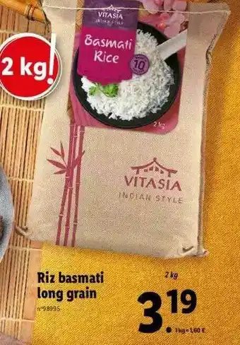 Lidl Riz Basmati Long Grain Vitasia offre